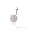 316L SURGICAL STEEL MULTI CZ FLOWER NON DANGLE BELLY BUTTON NAVEL RING 